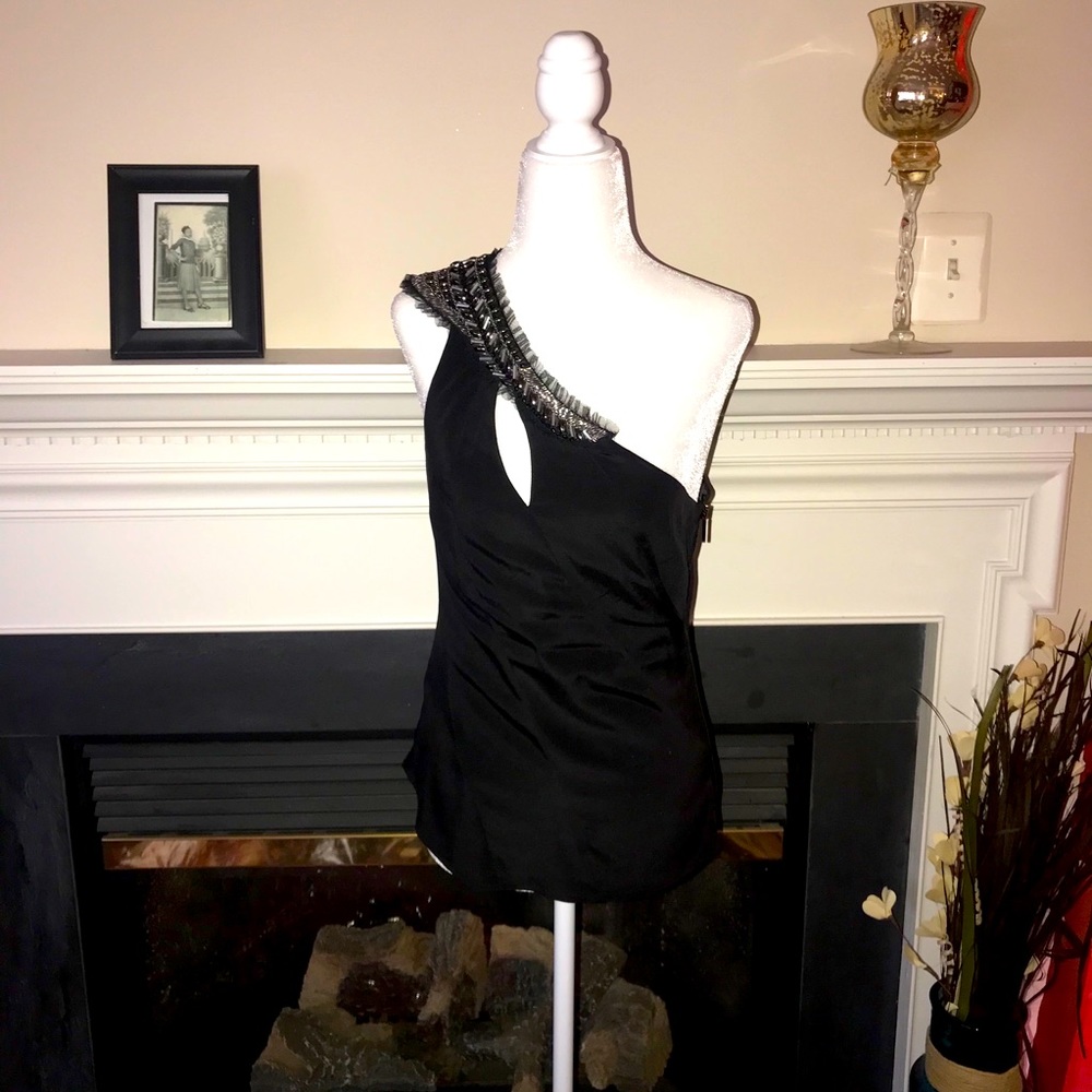 BeBe | Black One Shoulder Embellished Top - Picture 1 of 9